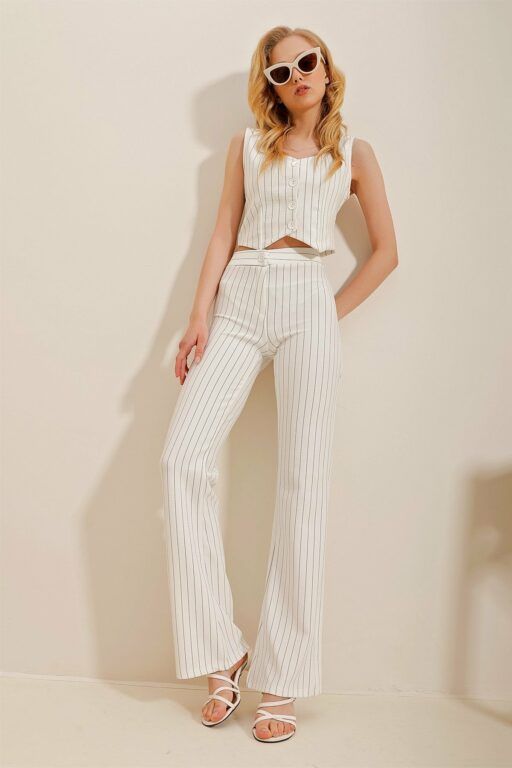 Trend Alaçatı Stili Pants - White