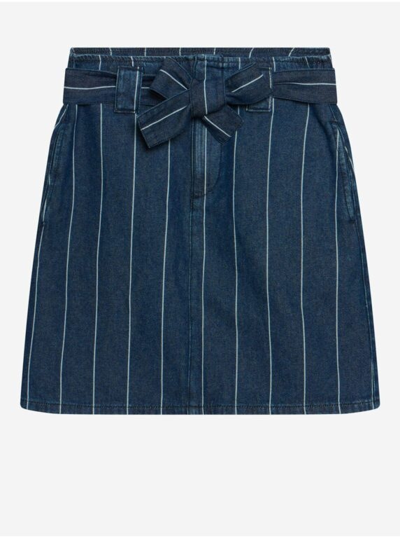 Modrá pruhovaná krátká džínová sukně se