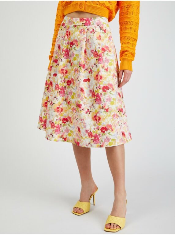 Orsay Krémová dámská květovaná sukně