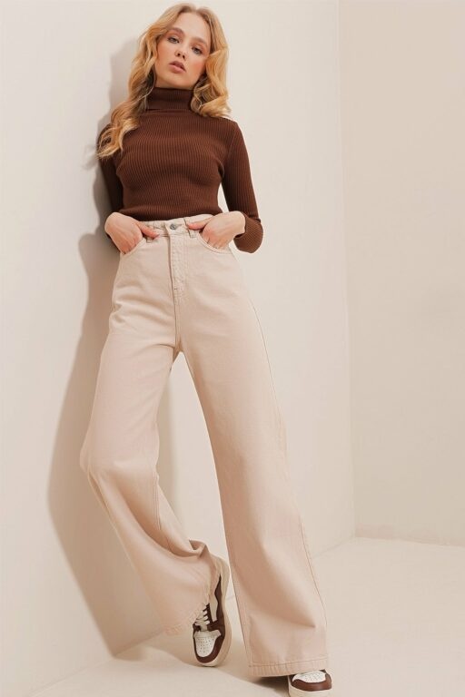 Trend Alaçatı Stili Jeans - Beige