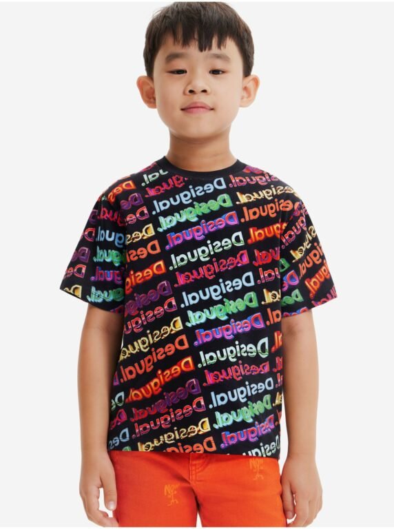 Černé dětské vzorované tričko Desigual