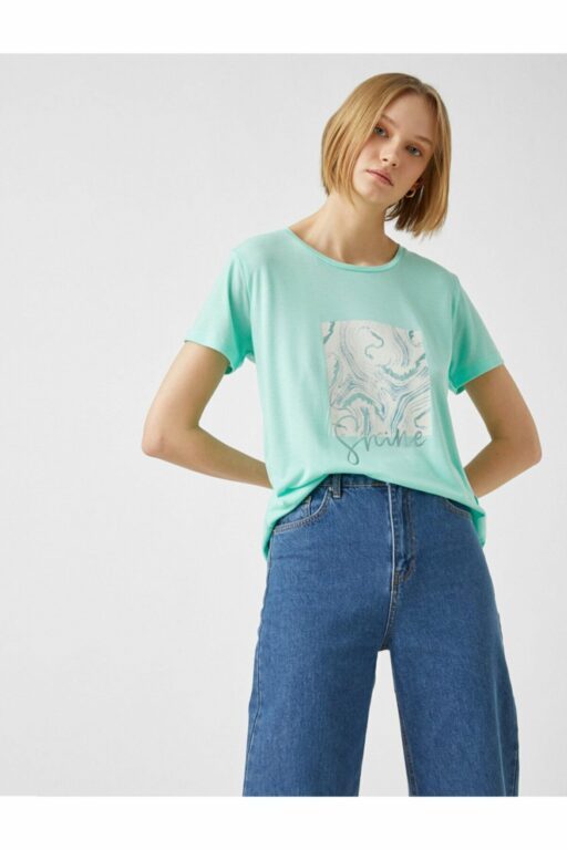 Koton T-Shirt - Turquoise -
