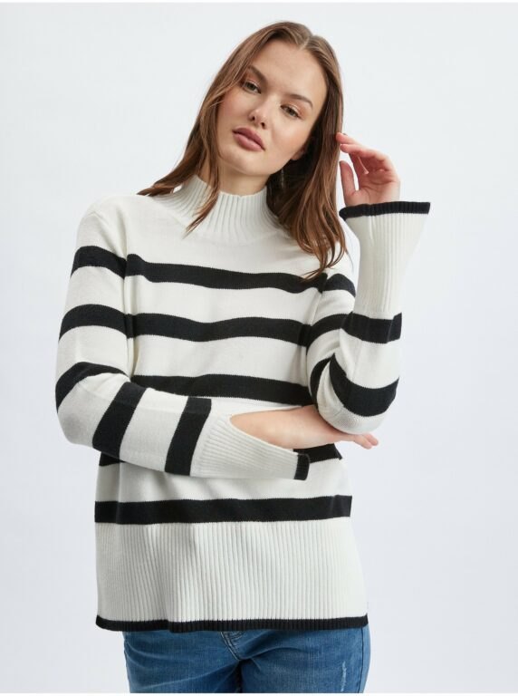 Orsay Černo-bílý dámský pruhovaný svetr
